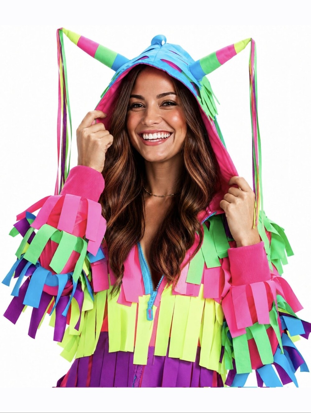 Colorful Rainbow Piñata Costume with Hood Halloween Costume - Picture 3 of 8